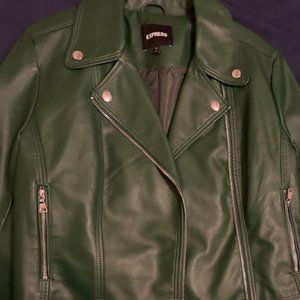 Express Green Faux leather Biker Jacket